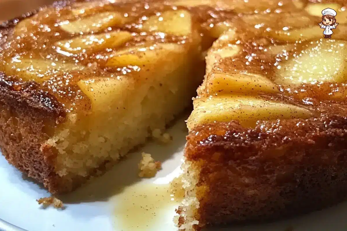 Flourless Apple Almond Cake topped with cardamom glaze and apple slices