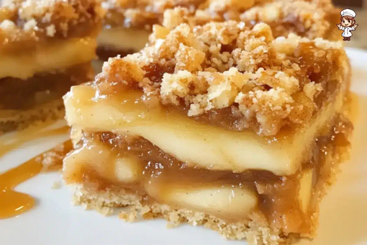 Easy Apple Pie Bars with Streusel and Caramel