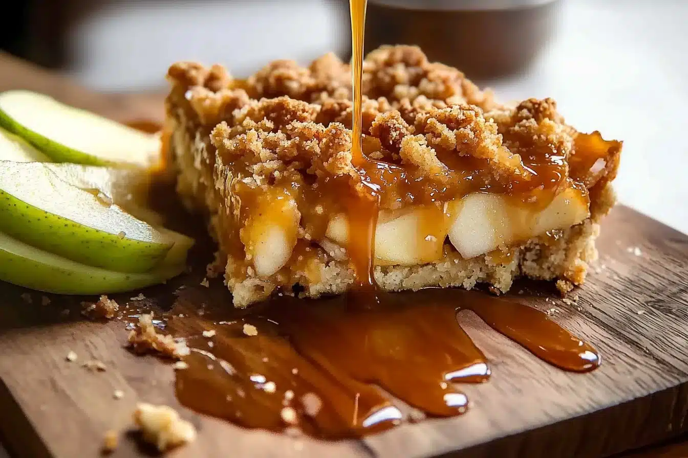 Delicious homemade Apple Crumble Bars topped with oats and cinnamon