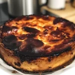 Delicious Basque Cheesecake with a burnt top and creamy filling
