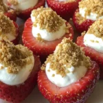 Delicious cheesecake-stuffed strawberries on a white plate