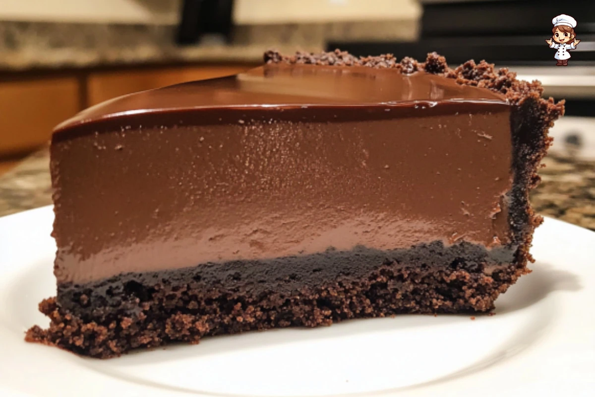 Delicious Chocolate Cheesecake No Water Bath topped with chocolate shavings
