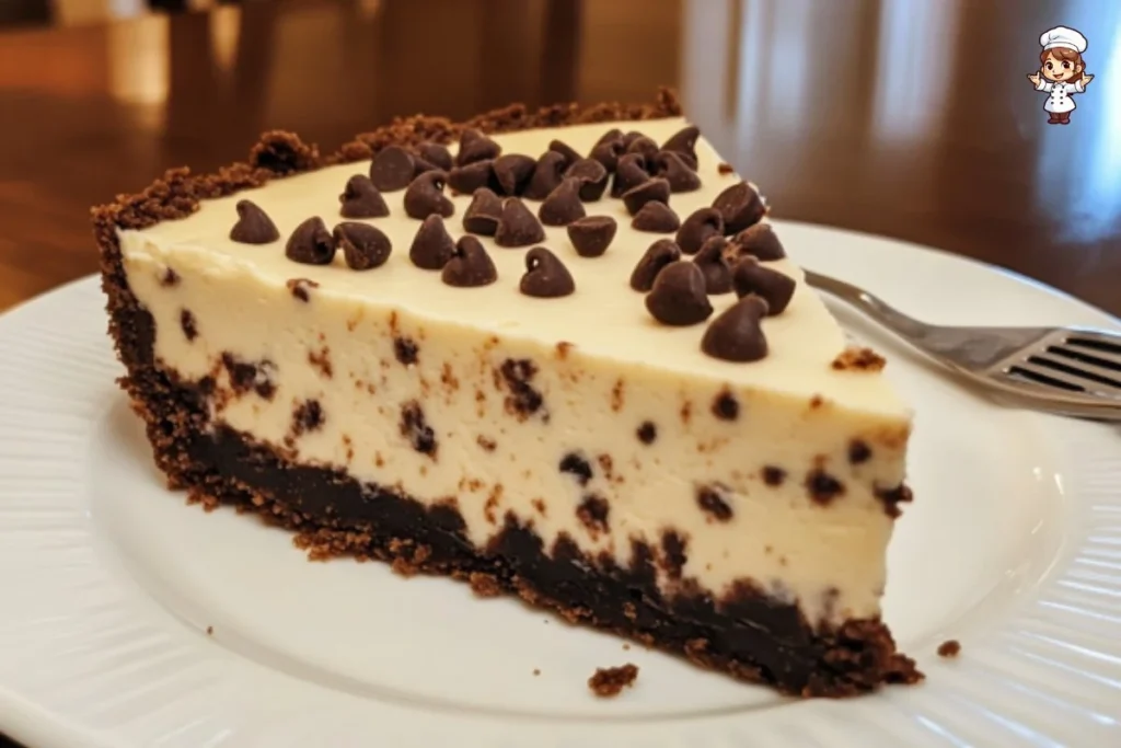 Delicious Chocolate Chip Cheesecake with chocolate chips on top