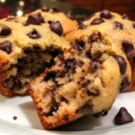 Chocolate chip Christmas muffins newly baked and topped with festive decorations