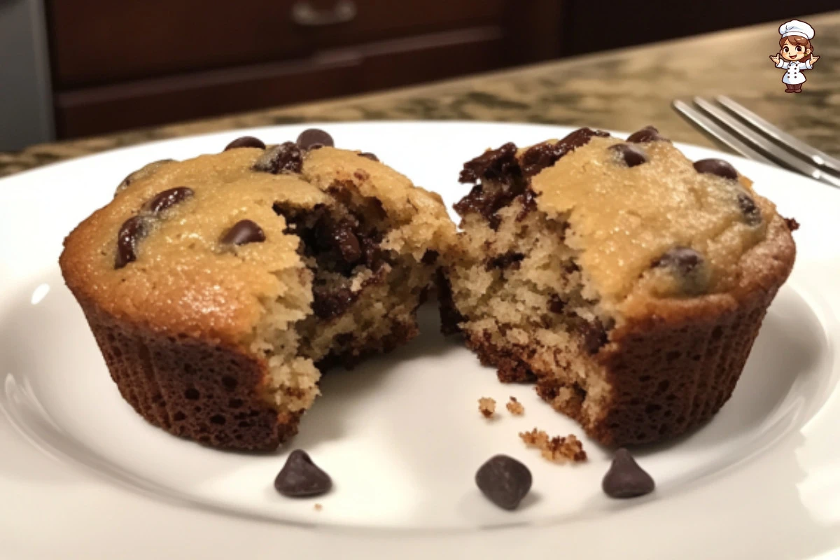 Delicious chocolate chip muffins warm from the oven