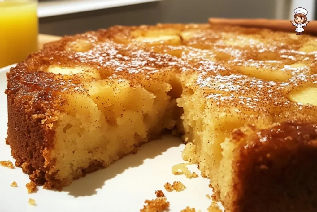 Cinnamon Apple Semolina Cake topped with cinnamon and apple slices