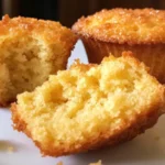 Freshly baked cornbread muffins on a wooden table