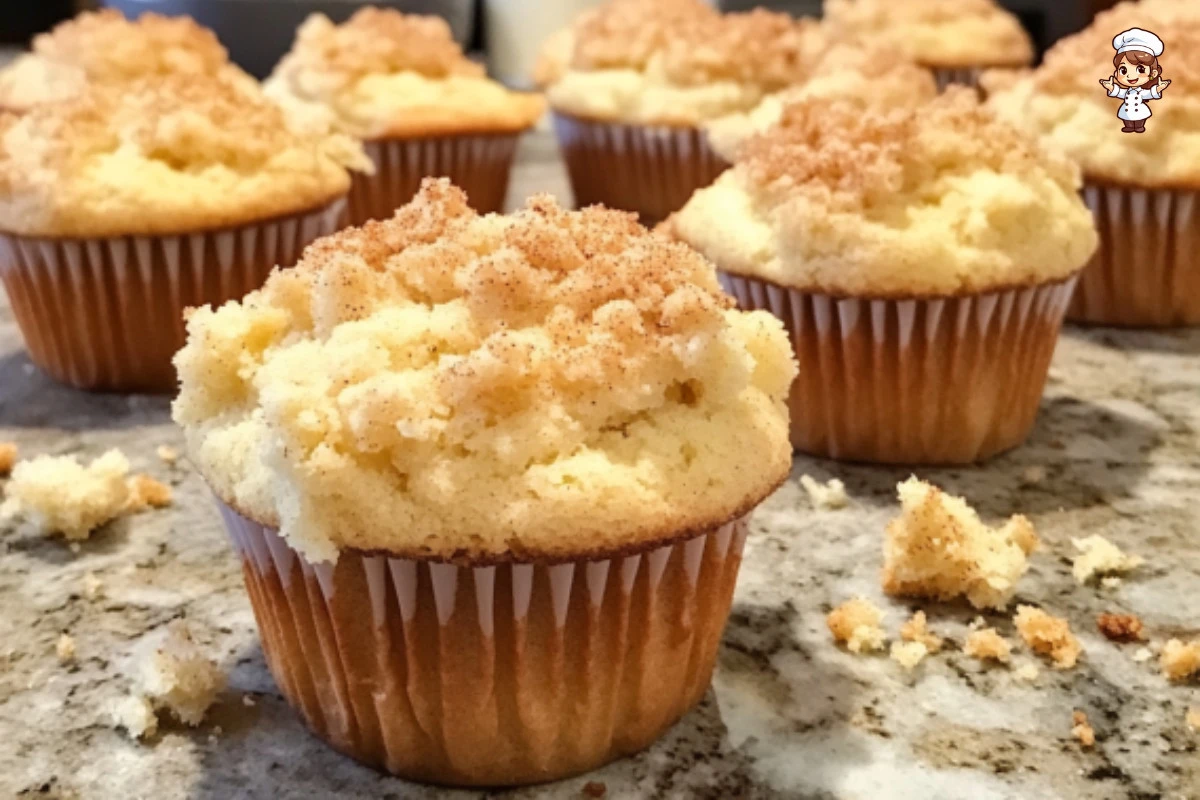 Delicious crumb cake muffins with a buttery texture and crumbly topping