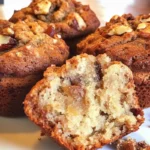 Freshly baked walnut banana muffins with dates.