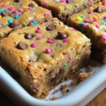 Delicious easy cake batter blondies topped with colorful sprinkles