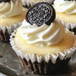 Delicious mini Oreo cheesecake bites served on a plate.