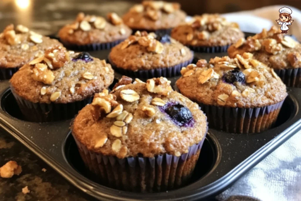 Healthy breakfast muffins fresh out of the oven, perfect for a nutritious meal.