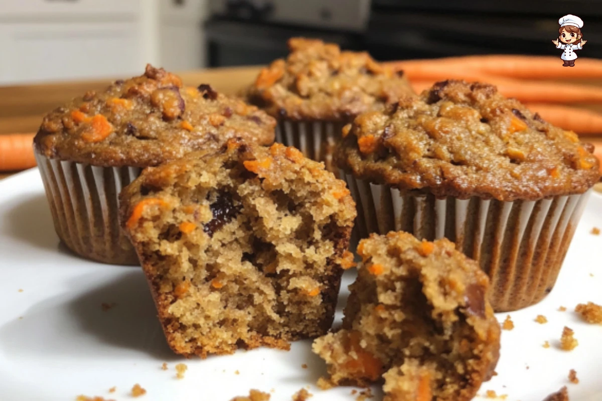Healthy homemade carrot muffins with spices and nuts