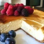 High protein cottage cheese cheesecake topped with fresh berries