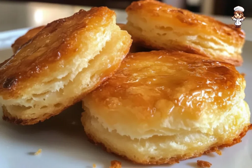 Homemade biscuits fresh out of the oven, fluffy and golden brown.
