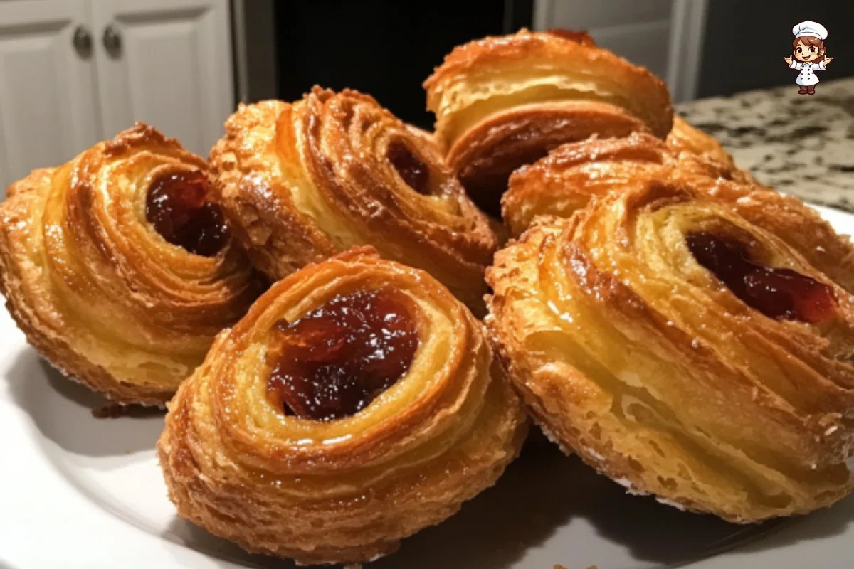 Delicious homemade cruffins fresh out of the oven with a flaky pastry layer