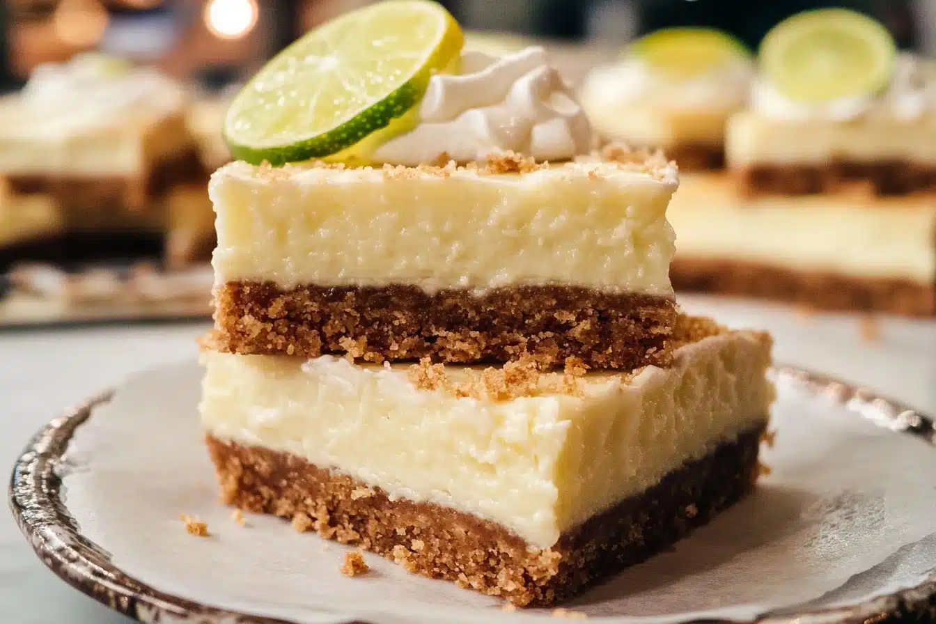 Delicious Key Lime Pie Bars with a zesty lime topping