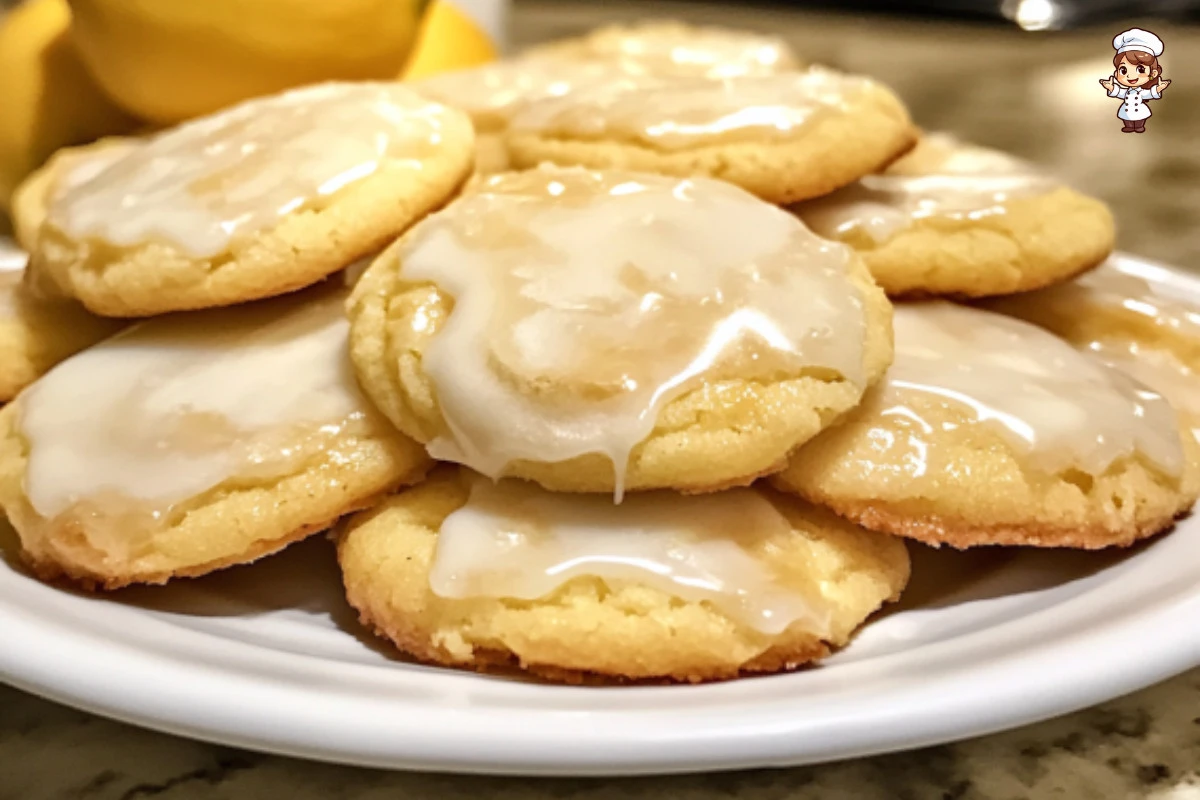 Lemon Cheesecake Cookies with a creamy lemon filling on a plate