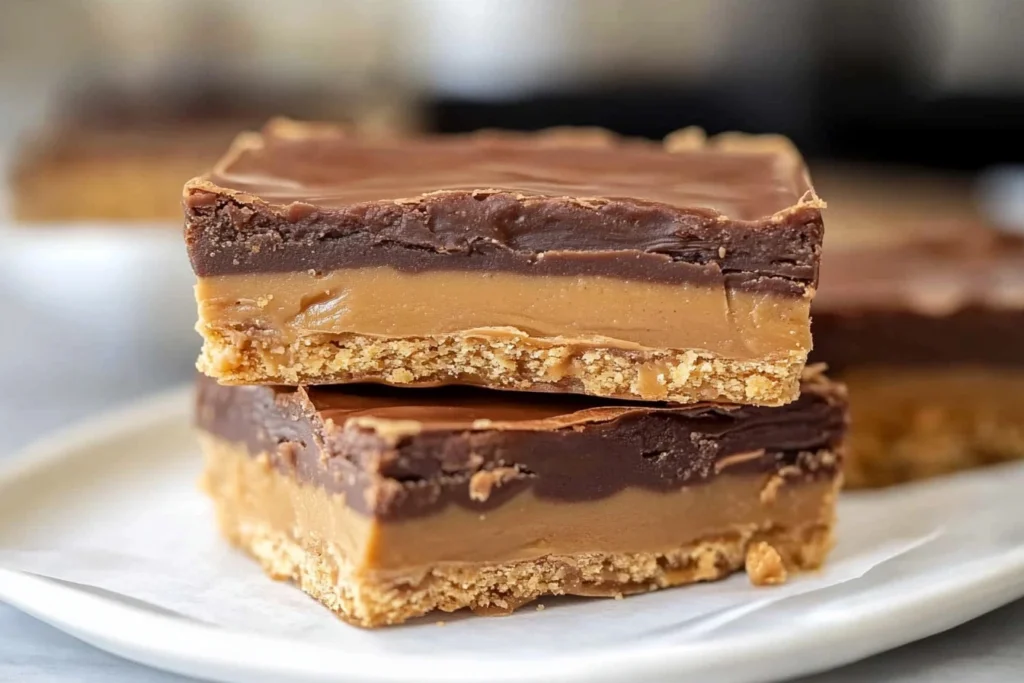 Homemade Lunch Lady Peanut Butter Bars drizzled with chocolate