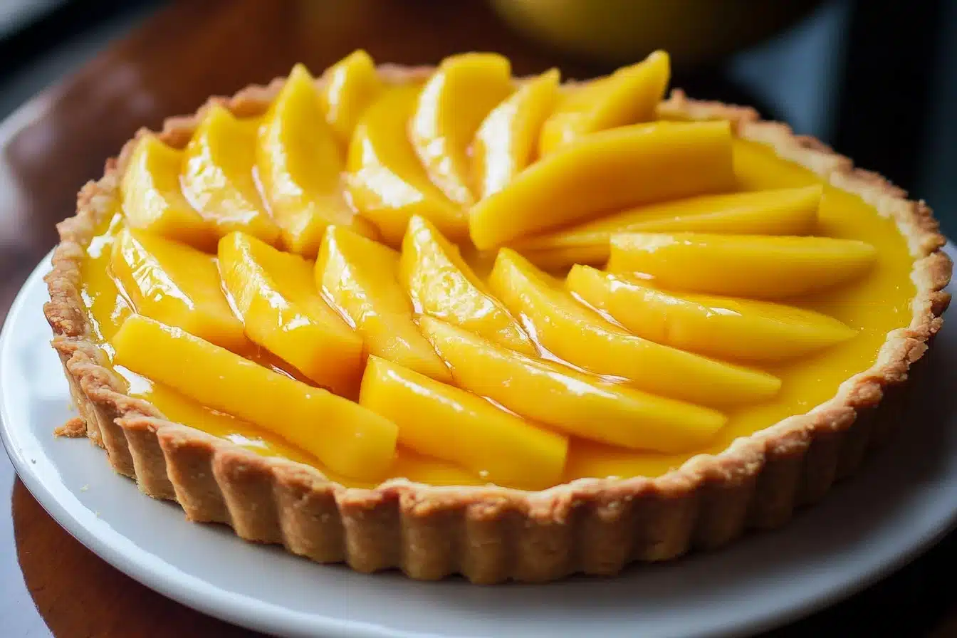 Delicious homemade Mango Tart with fresh mango slices and creamy filling