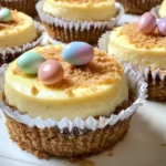 Delicious Mini Egg Cheesecake topped with chocolate mini eggs