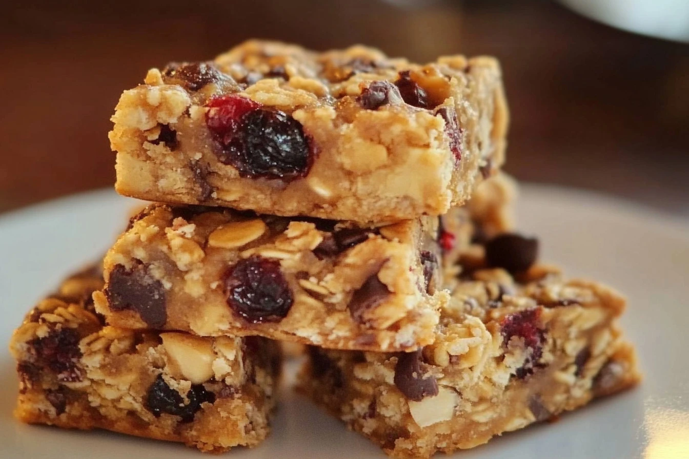 Homemade no bake granola bars with oats and nuts