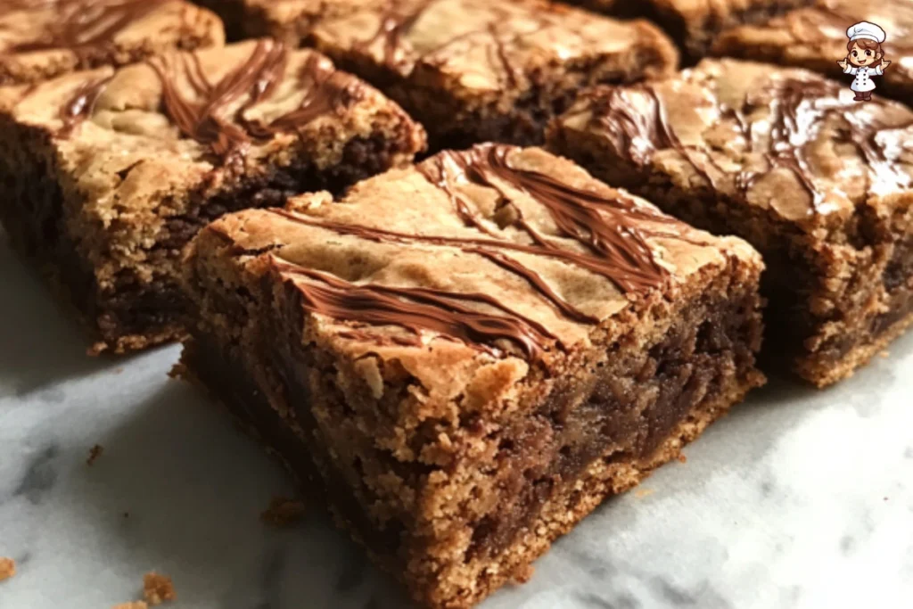 Delicious Nutella swirled blondies on a plate, perfect for dessert