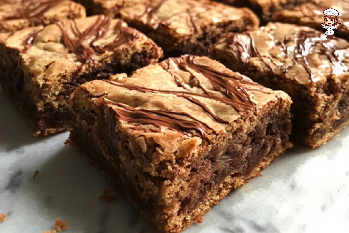 Delicious Nutella swirled blondies on a plate, perfect for dessert