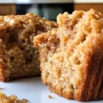Freshly baked peanut butter muffins on a wooden table