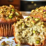 Delicious homemade pistachio muffins on a cooling rack