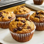 Freshly baked Pumpkin Chocolate Chip Muffins on a cooling rack