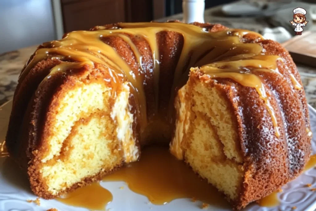 Delicious Pumpkin Cream Cheese Bundt Cake adorned with cream cheese frosting