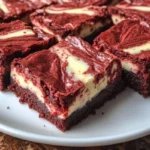 Red velvet cheesecake brownies with creamy layers and rich chocolate flavor