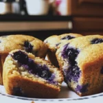 Delicious sourdough blueberry muffins fresh out of the oven