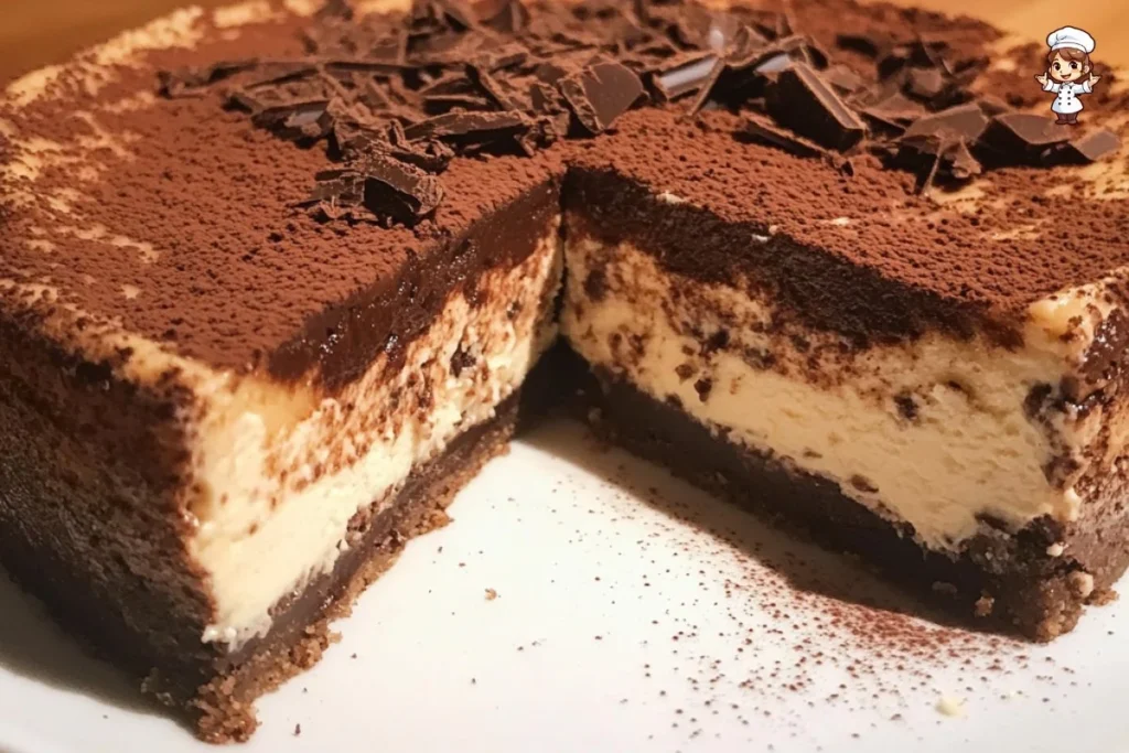Delicious tiramisu cheesecake with layers of coffee and mascarpone cream