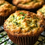Freshly baked zucchini bread muffins cooling on a wire rack