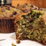 Delicious zucchini chocolate chip muffins fresh out of the oven