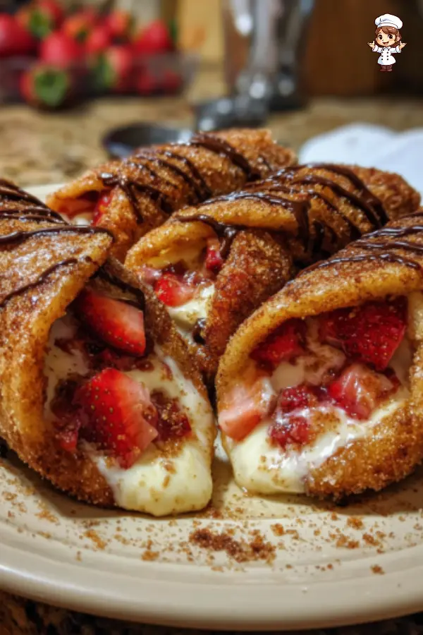 Crispy Strawberry Cheesecake Chimichangas – A Sweet Twist on Dessert