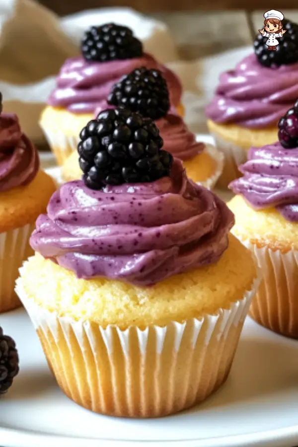 Delicious Lemon Cupcakes with Blackberry Cream Cheese Frosting Recipe