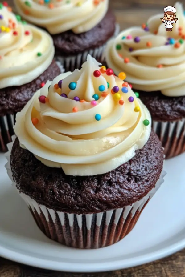 Easy Chocolate Cupcakes with Vanilla Buttercream Frosting Recipe