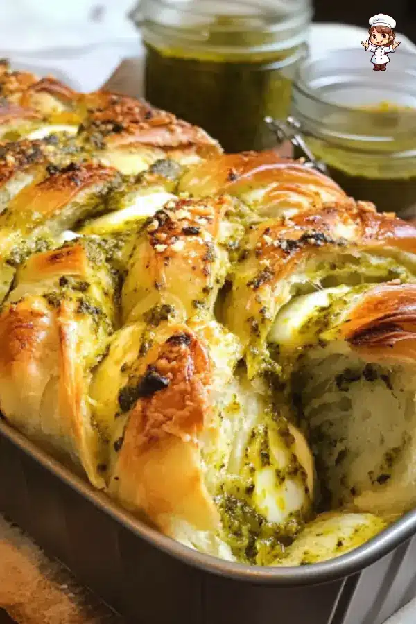 Easy Pesto Pull-Apart Bread Recipe Cheesy, Fluffy & Flavorful