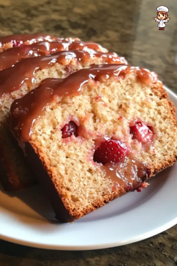 Glazed Strawberry Bread – Moist, Sweet, and Bursting with Fresh Strawberries