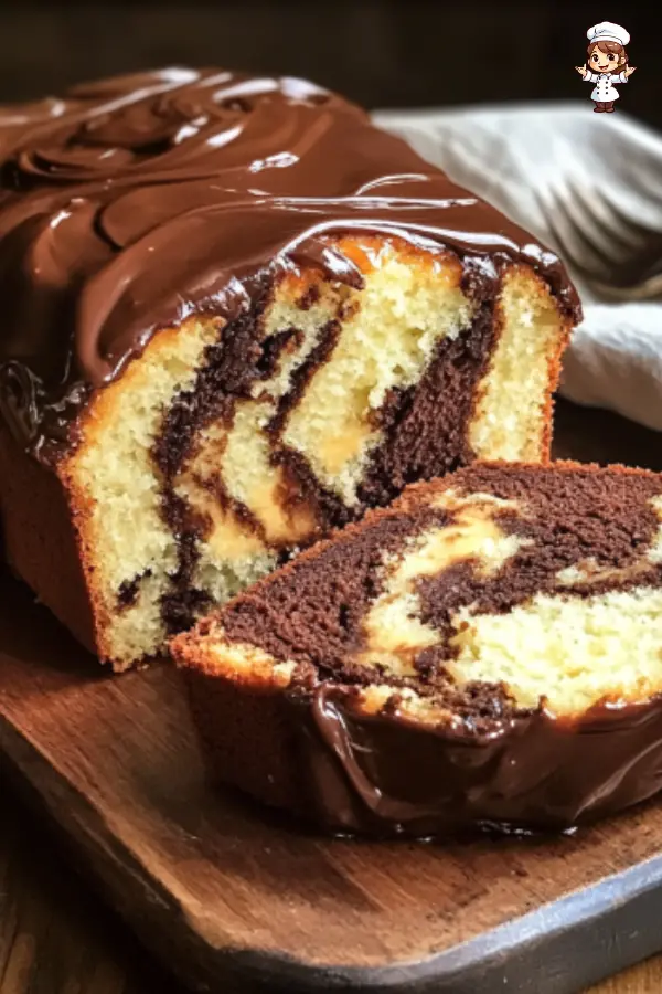 Marble Loaf Cake Recipe with Chocolate Ganache