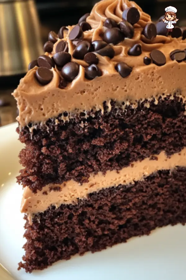 Moist Espresso Chocolate Chip Cake Recipe with Coffee Buttercream Frosting