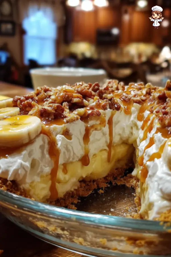 No-Bake Banana Caramel Pecan Pie – Easy, Creamy & Irresistible Dessert