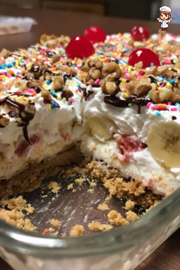 No-Bake Banana Split Lasagna – Easy Layered Dessert for Parties