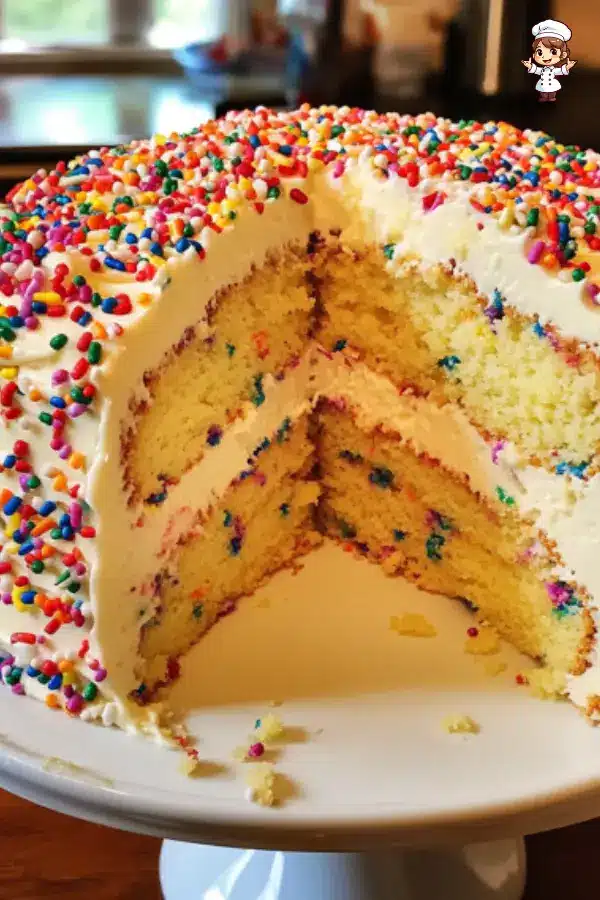 One Layer Sprinkle Cake – Easy, Moist, and Festive Vanilla Cake Recipe