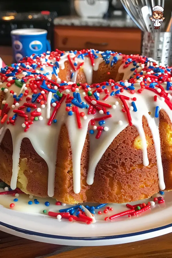 Patriotic Bundt Cake – Red, White & Blue Dessert for 4th of July