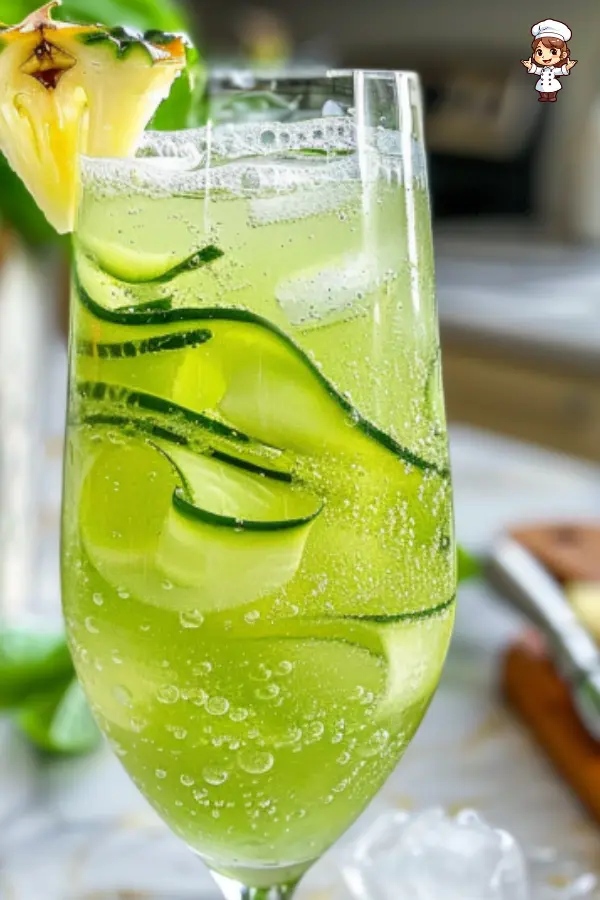 Refreshing Cucumber Basil Cocktail with Prosecco & Pineapple Juice