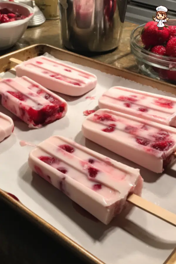 Roasted Strawberry Popsicles – Creamy No-Churn Summer Treat